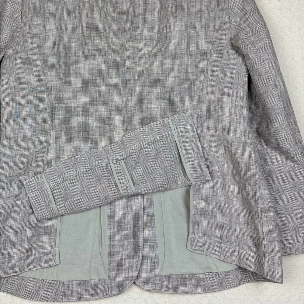 Poetry Linen Glen Plaid Check Blazer Professional Women US 14 EU 46 Quiet Luxury